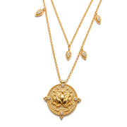 Lotus Within · 18K Gold Vermeil Detachable Double-Layer Lotus Drop Coin Necklace