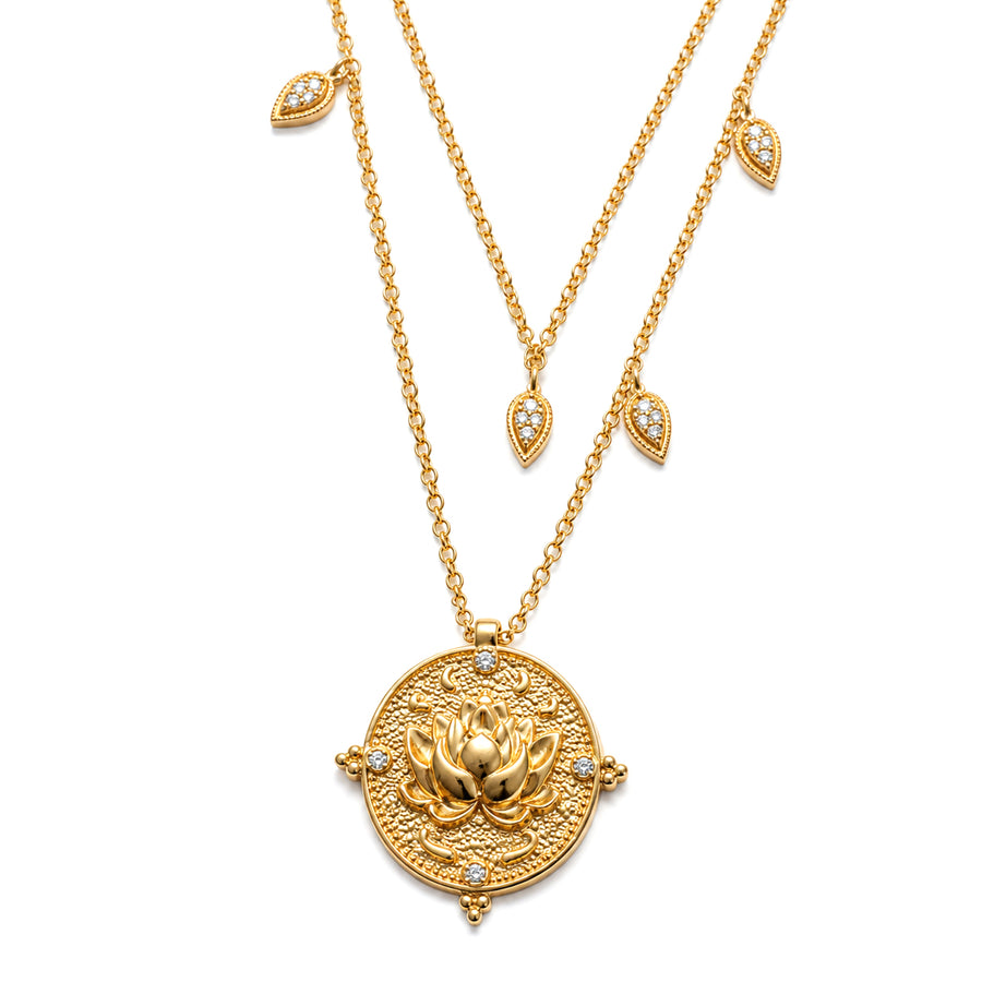 Lotus Within · 18K Gold Vermeil Detachable Double-Layer Lotus Drop Coin Necklace