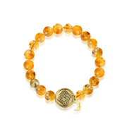 「Three Charms」 Sundial &Lotus& The endless love knot Citrine beaded bracelet