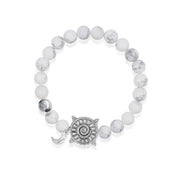 「Three Charms」 Sundial &Lotus&The endless love knot turquoise beaded bracelet