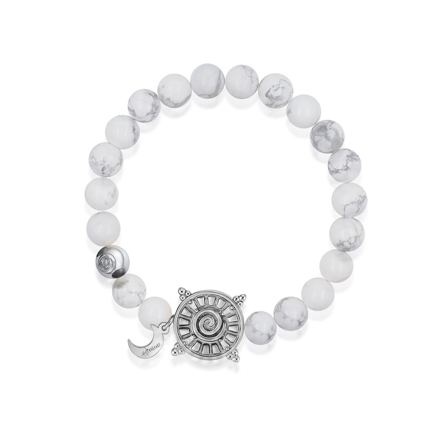 「Three Charms」 Sundial &Lotus&The endless love knot turquoise beaded bracelet
