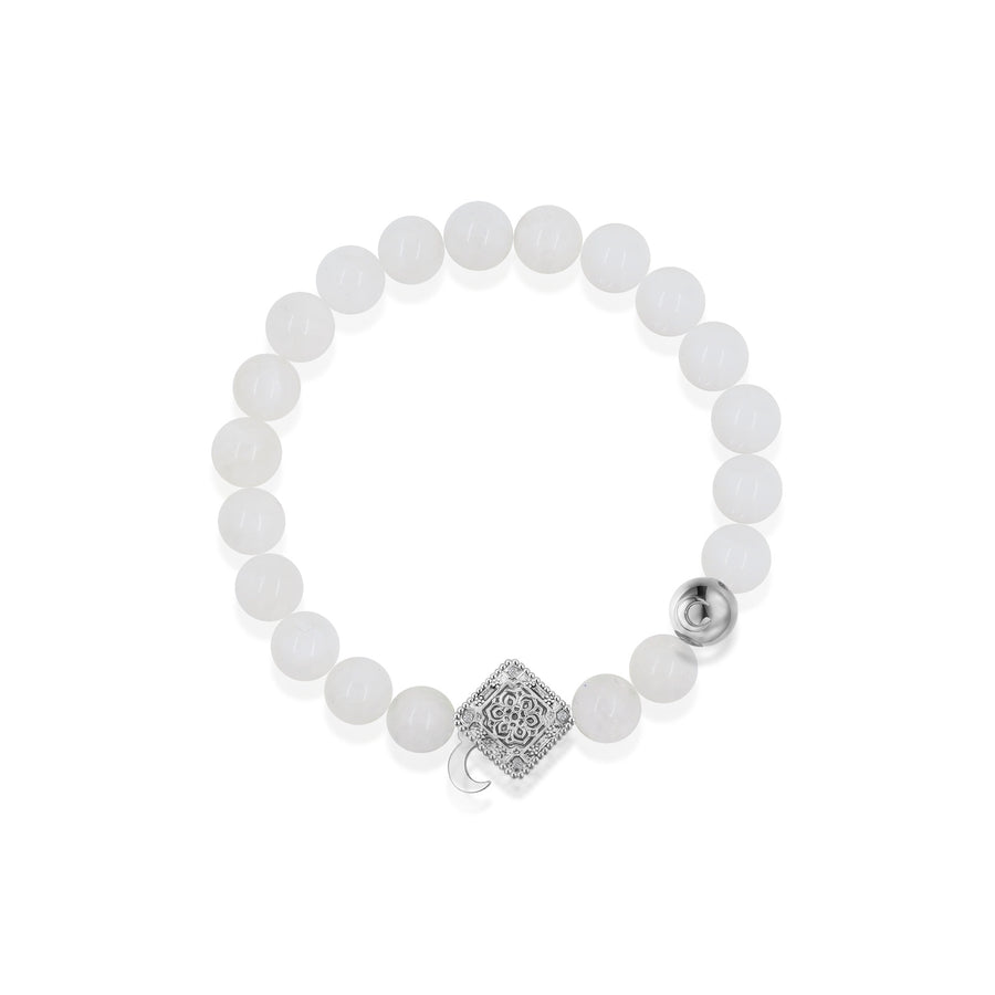 「Three Charms」 Sundial &Lotus&The endless love knot Moonstone beaded bracelet