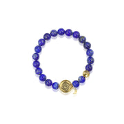 「Three Charms」 Sundial &Lotus&The endless love knot Lapis beaded bracelet