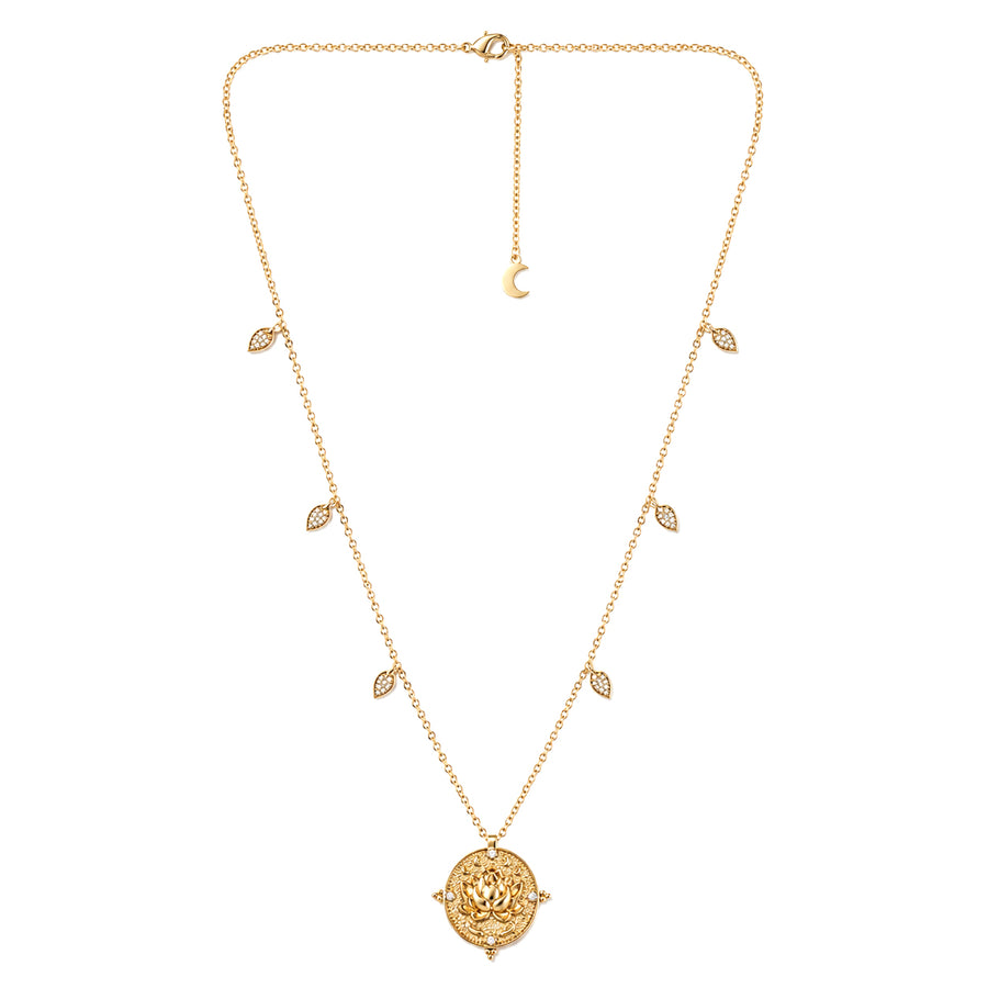 Lotus Within · 18K Gold Vermeil Detachable Double-Layer Lotus Drop Coin Necklace