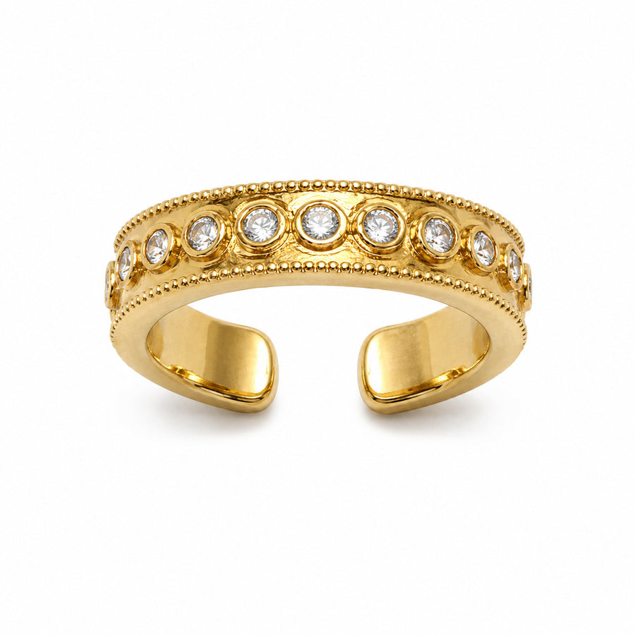 Lotus Within · 18K Gold Vermeil / Rhodium Plated Sterling Silver Starlight Dew Adjustable Open Ring