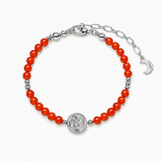Lotus Within · 18K Gold Vermeil / Rhodium Plated Sterling Silver As You Wish Persimmon Red Nanhong Agate Beaded Bracelet