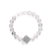「Three Charms」 Sundial &Lotus&The endless love knot Rock Quartz beaded bracelet