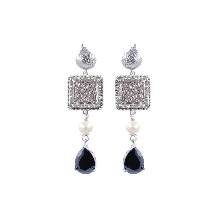 「Three Charms」Lunar Bloom Lotus drop earrings