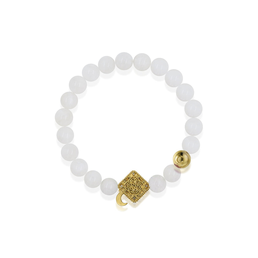 「Three Charms」 Sundial &Lotus&The endless love knot Moonstone beaded bracelet