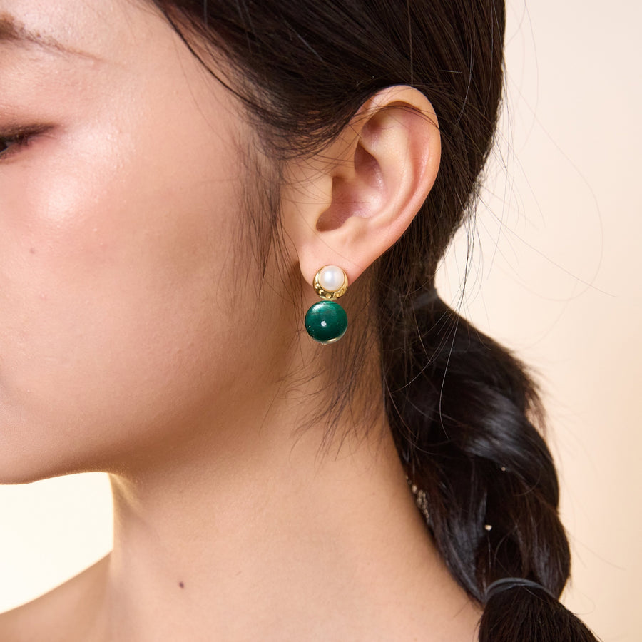 Starry Moon / Lunar Phase Pearl & Moon Crystal Stud Earrings