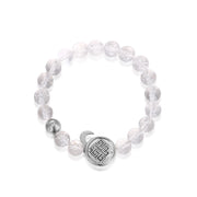 「Three Charms」 Sundial &Lotus&The endless love knot Rock Quartz beaded bracelet