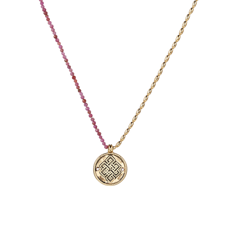 「Three Charms」 Venus Bound the endless love knot crystal beaded necklace