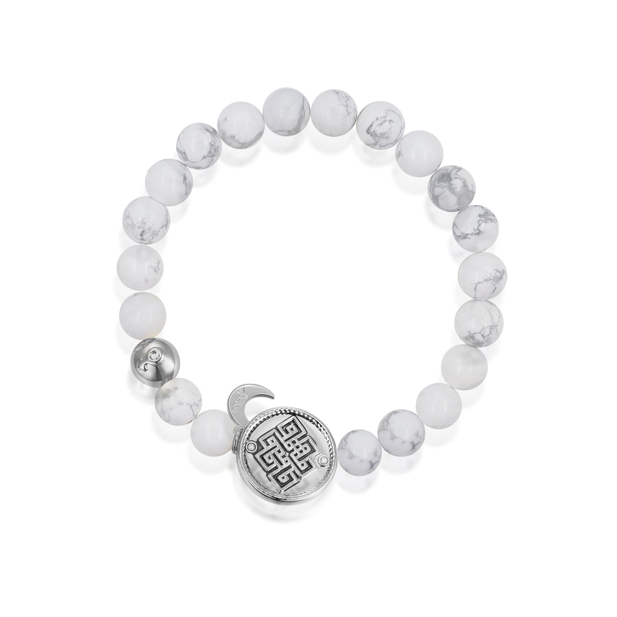 「Three Charms」 Sundial &Lotus&The endless love knot turquoise beaded bracelet