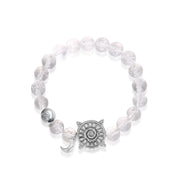 「Three Charms」 Sundial &Lotus&The endless love knot Rock Quartz beaded bracelet