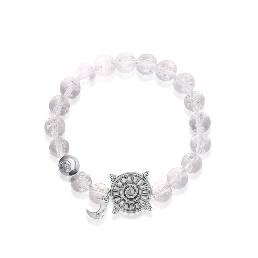 「Three Charms」 Sundial &Lotus&The endless love knot Rock Quartz beaded bracelet