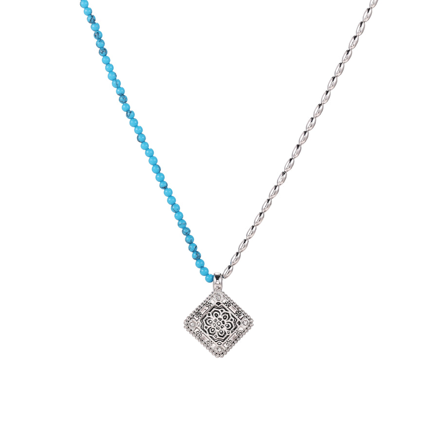 「Three Charms」Lunar Bloom Lotus crystal beaded necklace