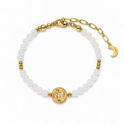Lotus Within · 18K Gold Vermeil / Rhodium Plated Sterling Silver As You Wish White Nephrite Jade Beaded Bracelet