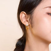 Starry Moon / Lunar Phase Pearl & Moon Crystal Stud Earrings