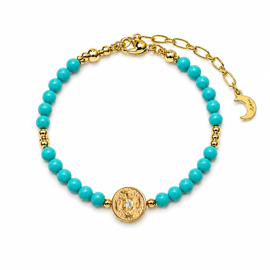 Lotus Within · 18K Gold Vermeil / Rhodium Plated Sterling Silver As You Wish Turquoise Beaded Bracelet