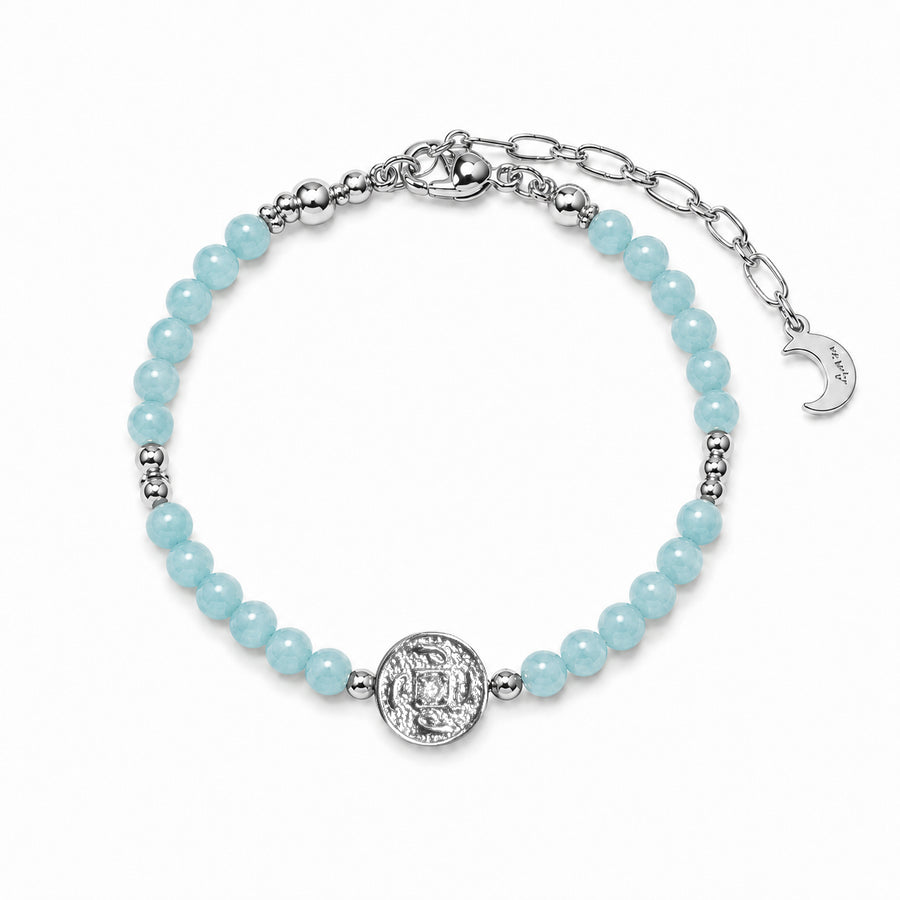 Lotus Within · 18K Gold Vermeil / Rhodium Plated Sterling Silver As You Wish Aquamarine Beaded Bracelet