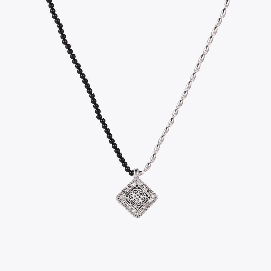 「Three Charms」Lunar Bloom Lotus crystal beaded necklace