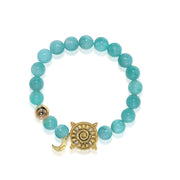 「Three Charms」Sundial &Lotus&The endless love knot Amazonite beaded bracelet
