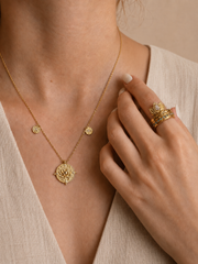 Lotus Within · 18K Gold Vermeil / Rhodium Plated Sterling Silver Starlight Dew Adjustable Open Ring