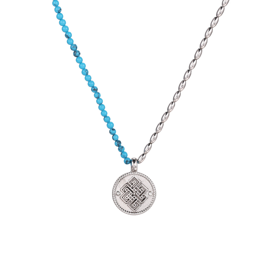 「Three Charms」 Venus Bound the endless love knot crystal beaded necklace