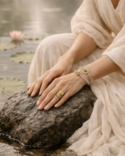 Lotus Within · 18K Gold Vermeil / Rhodium Plated Sterling Silver Starlight Dew Adjustable Open Ring