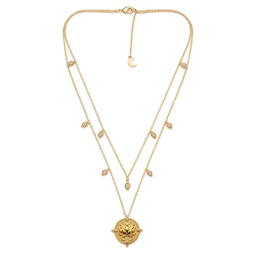 Lotus Within · 18K Gold Vermeil Detachable Double-Layer Lotus Drop Coin Necklace