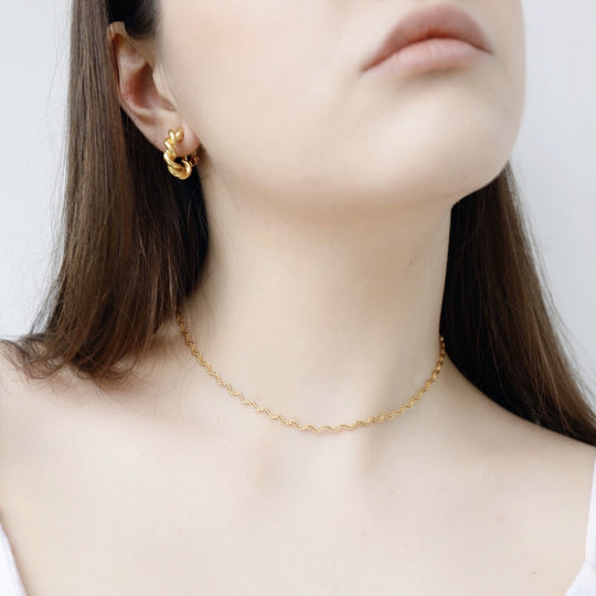 Golden Dune French braid ripple necklace