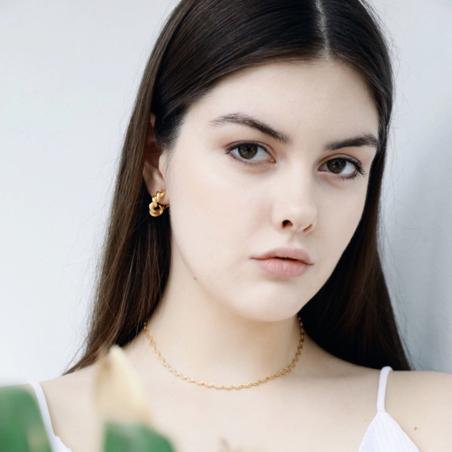 Golden Dune French braid ripple necklace