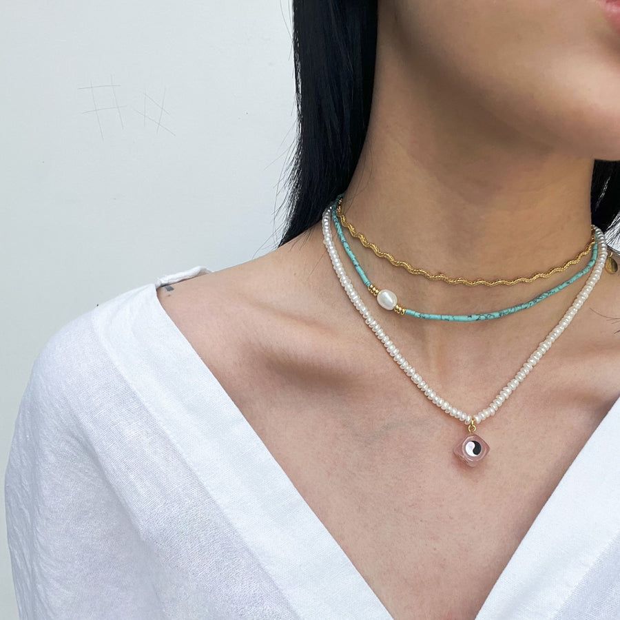 Golden Dune French braid ripple necklace