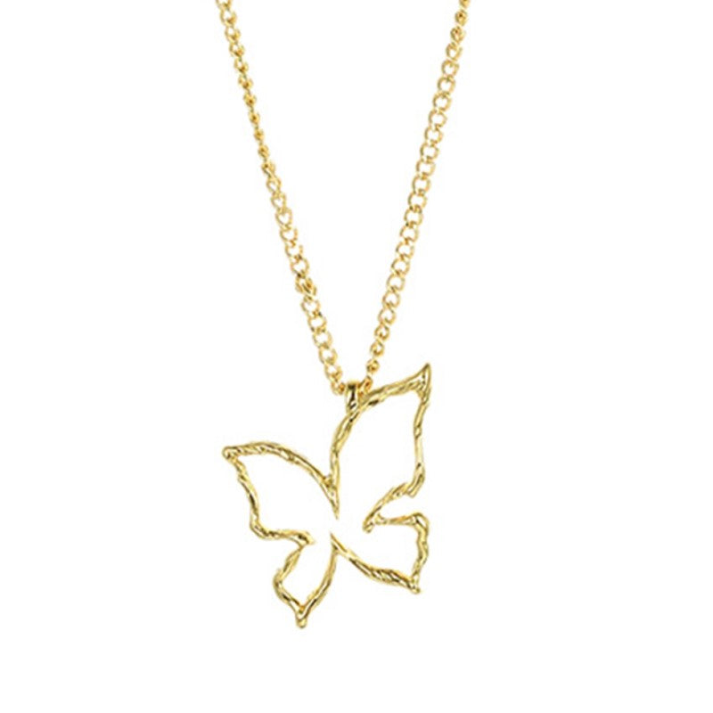 Butterfly Hand Engraved Golden pendant Necklace