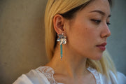 Lotus Within · 18K Gold Plated / Rhodium Plated Brass Detachable Blooming Lotus Drop Amazonite Tassel Earrings & Clip On