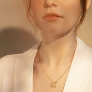 Butterfly Hand Engraved Golden pendant Necklace