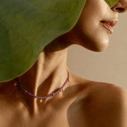 Lotus Within · 18K Gold Vermeil Starlit Moon Amethyst Choker Necklace & Bracelet