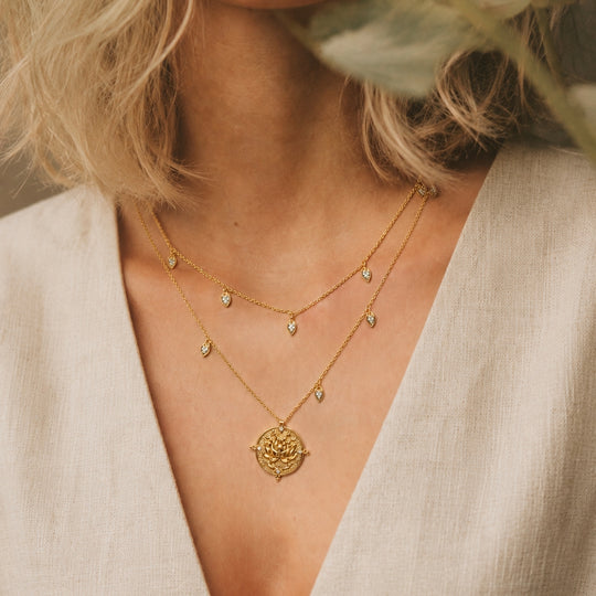 Lotus Within · 18K Gold Vermeil Detachable Double-Layer Lotus Drop Coin Necklace