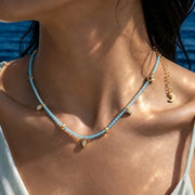 Lotus Within · 18K Gold Vermeil Starlit Moon Blue Topaz Choker Necklace & Bracelet