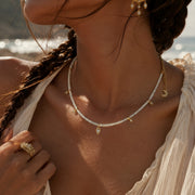 Lotus Within · 18K Gold Vermeil Starlit Moon White Phantom Quartz Choker Necklace & Bracelet
