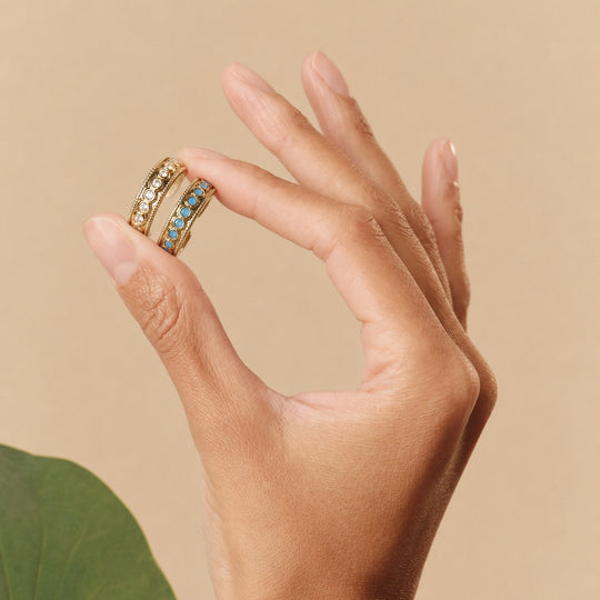 Lotus Within · 18K Gold Vermeil / Rhodium Plated Sterling Silver Starlight Dew Adjustable Open Ring