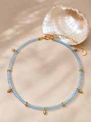 Lotus Within · 18K Gold Vermeil Starlit Moon Blue Topaz Choker Necklace & Bracelet