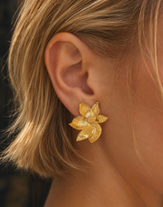 Lotus Within · 18K Gold Plated / Rhodium Plated Brass Detachable Blooming Lotus Drop Amazonite Tassel Earrings & Clip On