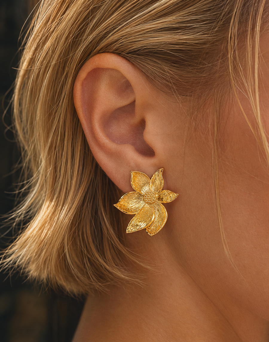 Lotus Within · 18K Gold Plated / Rhodium Plated Brass Detachable Blooming Lotus Drop Amazonite Tassel Earrings & Clip On