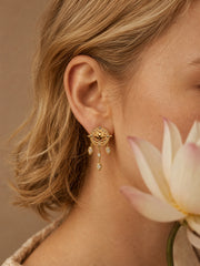 Lotus Within · 18K Gold Vermeil / Rhodium Plated Sterling Silver Lotus Drop Earrings