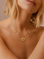 Lotus Within · 18K Gold Vermeil Lotus & Fish Coin Necklace