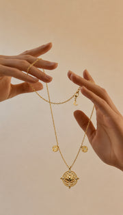 Lotus Within · 18K Gold Vermeil Lotus & Fish Coin Necklace