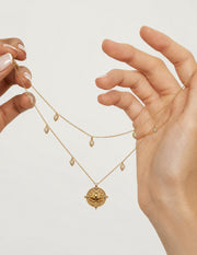 Lotus Within · 18K Gold Vermeil Detachable Double-Layer Lotus Drop Coin Necklace