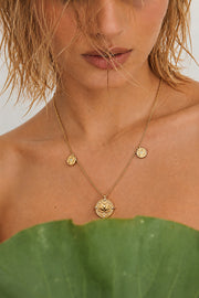 Lotus Within · 18K Gold Vermeil Lotus & Fish Coin Necklace