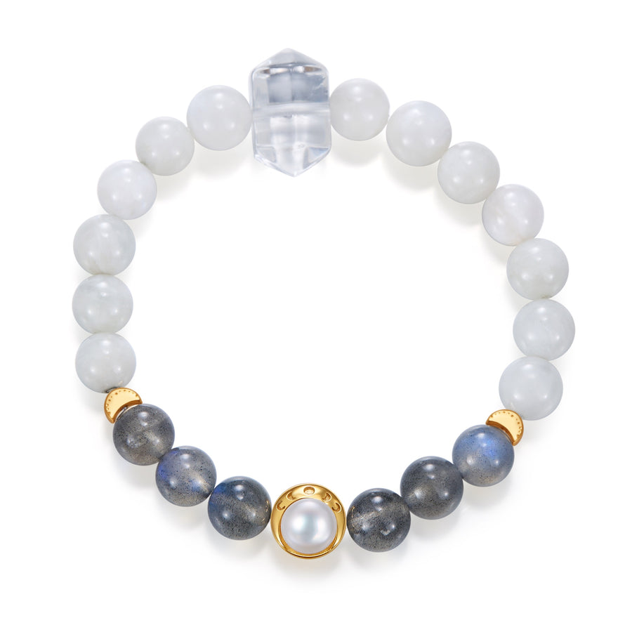 Echoes Within / Lunar Phase& Moon Grey Moonstone Crystal Bracelet